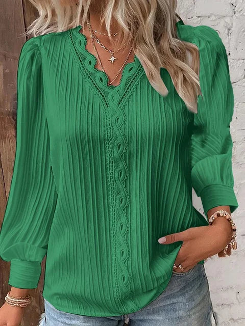 Blouse femme tendance – Haut élégant à manches longues en coton chic