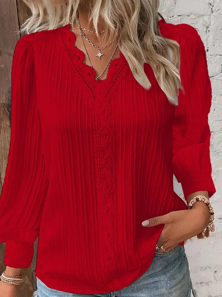 Blouse femme tendance – Haut élégant à manches longues en coton chic