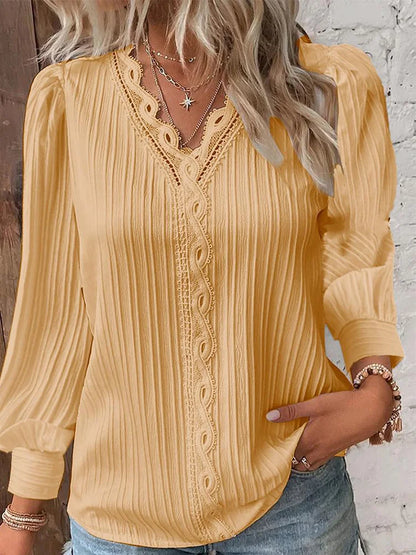 Blouse femme tendance – Haut élégant à manches longues en coton chic