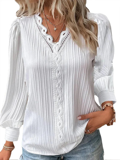 Blouse femme tendance – Haut élégant à manches longues en coton chic