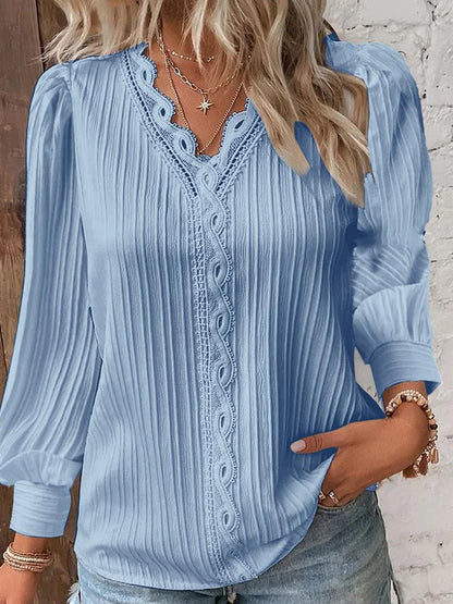 Blouse femme tendance – Haut élégant à manches longues en coton chic