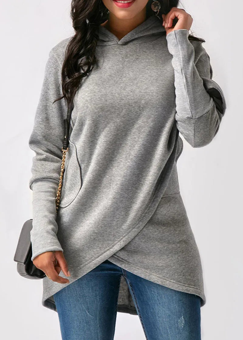 Sweat à capuche femme – Sweat asymétrique avec ourlet tendance et confortable