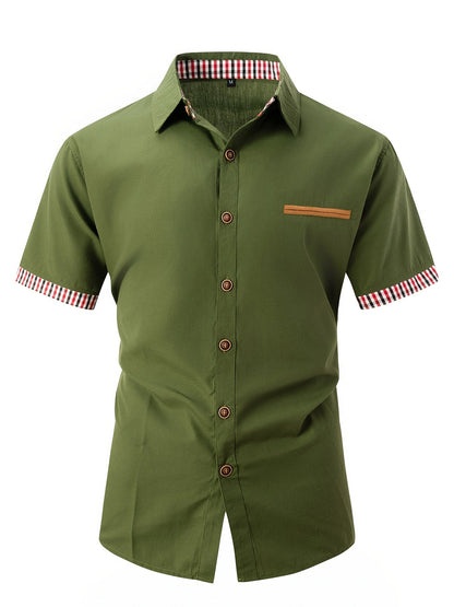 Chemise à manches courtes homme – Chemise col rayé élégante et décontractée