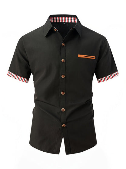 Chemise à manches courtes homme – Chemise col rayé élégante et décontractée