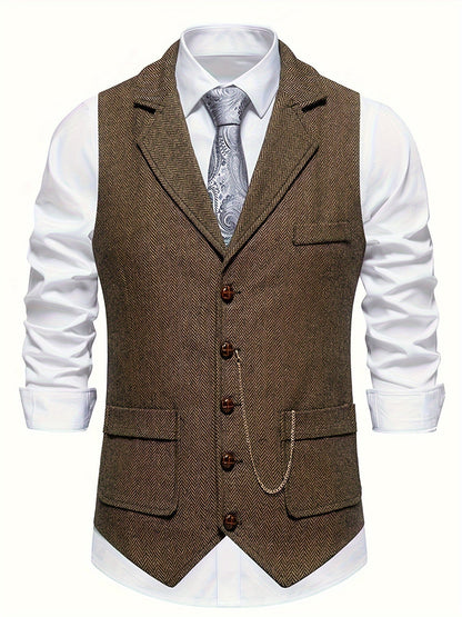 Gilet homme avec revers – Gilet élégant en laine pour occasions formelles