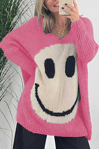 Pull femme tendance – Pull Smiley confortable en coton doux et stylé