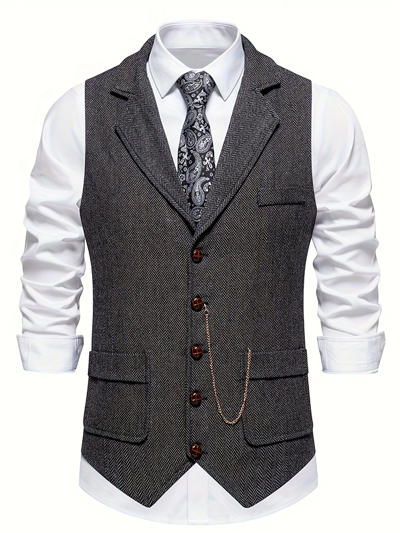 Gilet homme avec revers – Gilet élégant en laine pour occasions formelles