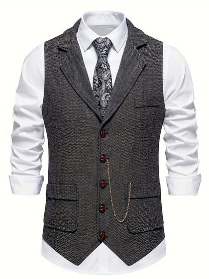 Gilet homme avec revers – Gilet élégant en laine pour occasions formelles