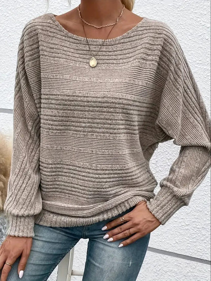 Pull décontracté femme – Pull à manches chauve-souris chic et confortable