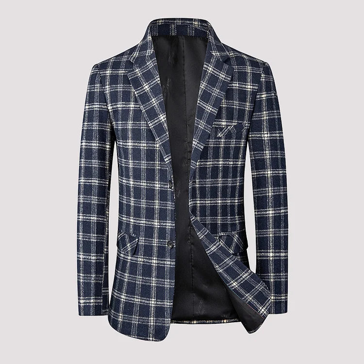 Blazer homme à carreaux chaud – Veste élégante avec col revers pour automne