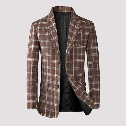 Blazer homme à carreaux chaud – Veste élégante avec col revers pour automne