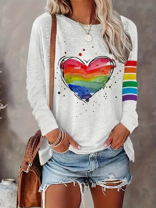 T-shirt femme Arc-en-ciel – T-shirt coloré en coton doux et confortable