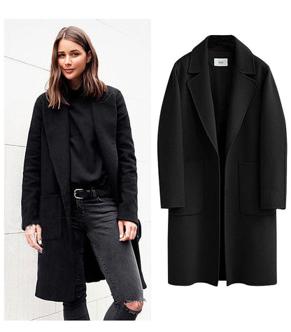 Manteau long femme en laine – Veste élégante chaude pour hiver chic