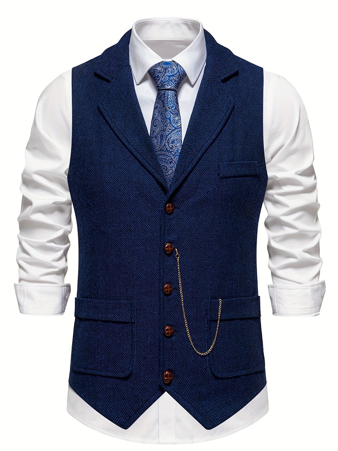 Gilet homme avec revers – Gilet élégant en laine pour occasions formelles