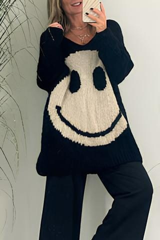 Pull femme tendance – Pull Smiley confortable en coton doux et stylé