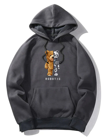 Sweat à capuche homme – Sweat-shirt graphique ours robot tendance et confortable