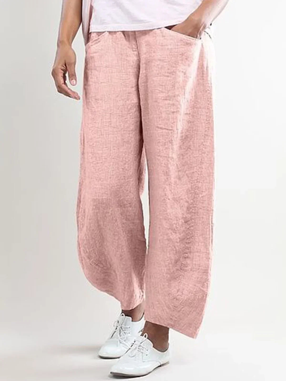 Pantalons larges femme – Pantalon fluide chic en coton pour été et sorties