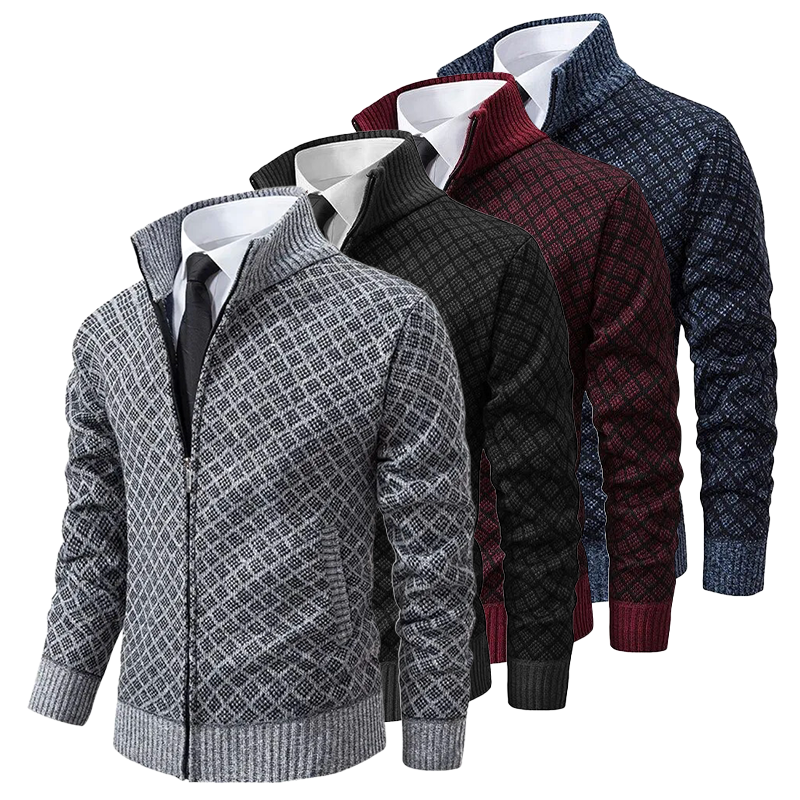 Veste en tricot homme – Pull col roulé chaud et élégant pour hiver