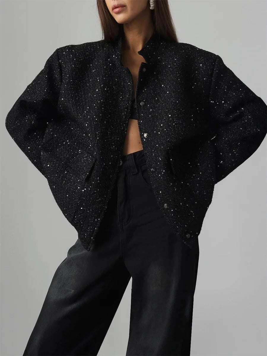 Veste à paillettes femme – Veste élégante brillante pour soirée et fêtes