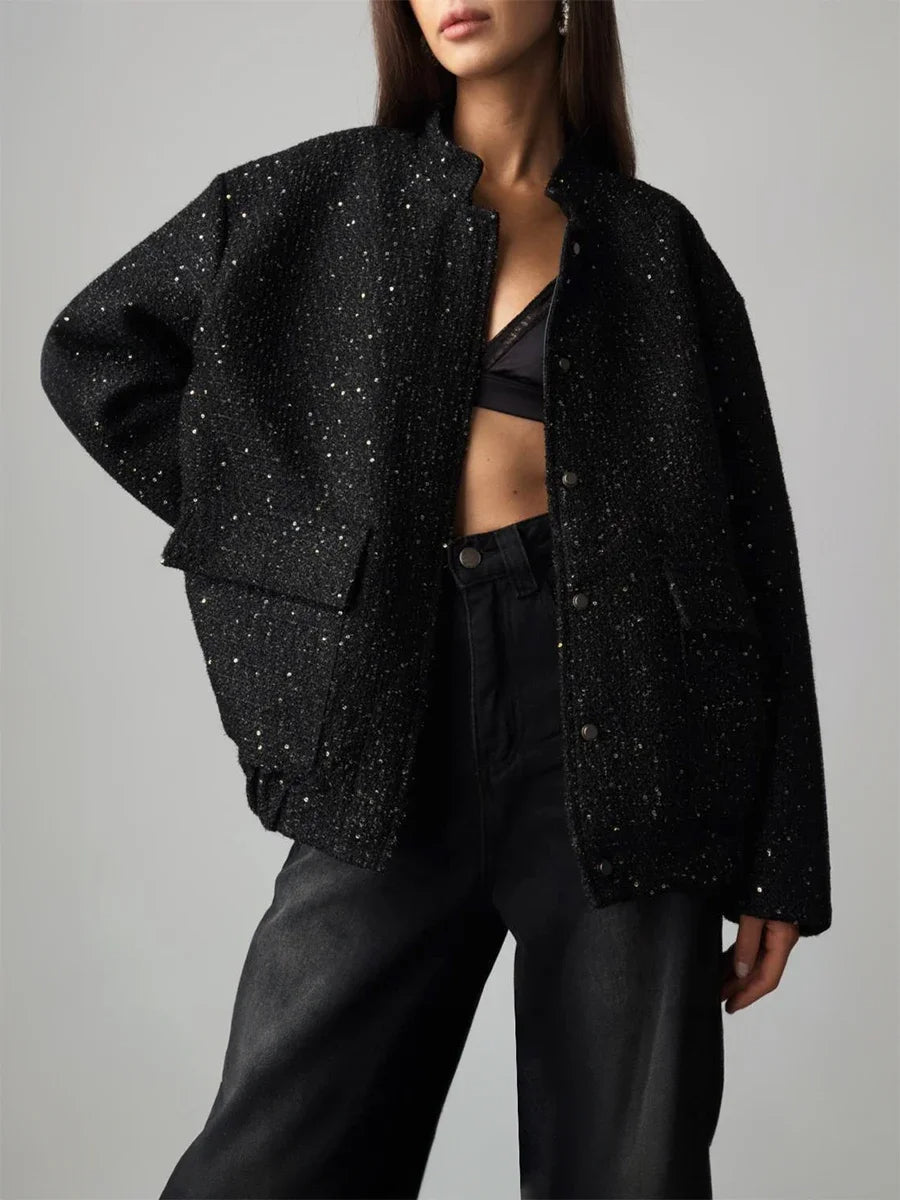 Veste à paillettes femme – Veste élégante brillante pour soirée et fêtes