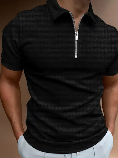 Polo à zip homme – T-shirt élégant en coton pour look décontracté et sportif