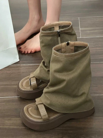 Sandales Bottes Femme – Sandales élégantes en cuir pour été et sorties