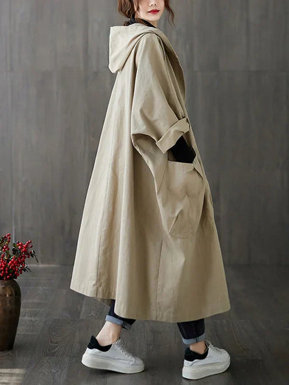 Trench-coat femme avec capuche – Manteau élégant imperméable pour automne