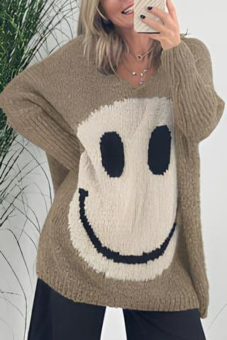 Pull femme tendance – Pull Smiley confortable en coton doux et stylé