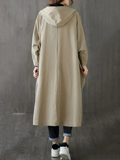 Trench-coat femme avec capuche – Manteau élégant imperméable pour automne