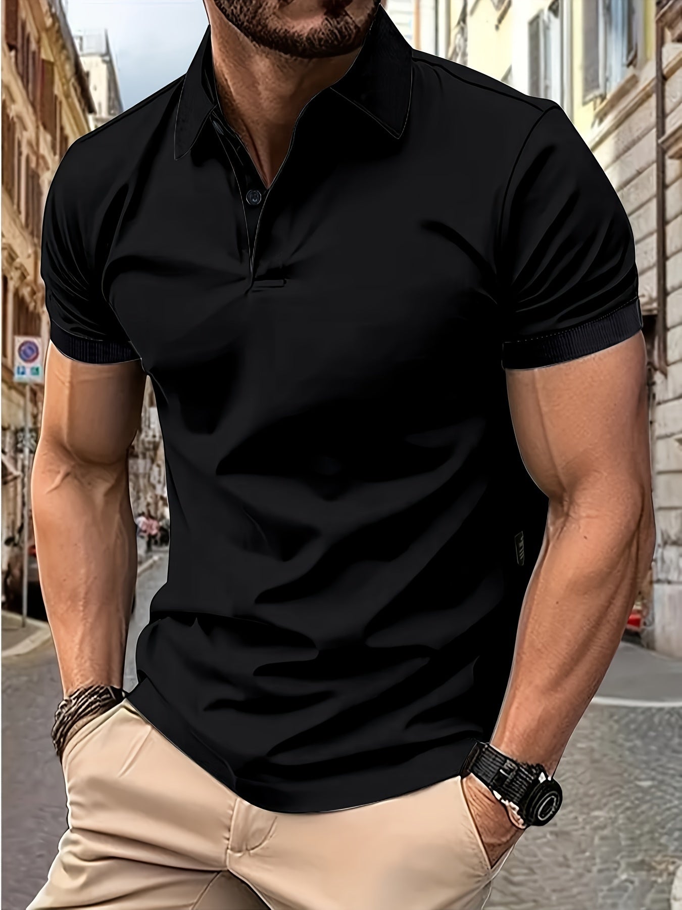 Polo homme à manches courtes – T-shirt élégant en coton pour été casual