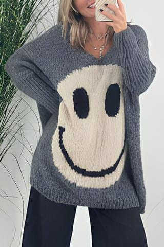 Pull femme tendance – Pull Smiley confortable en coton doux et stylé