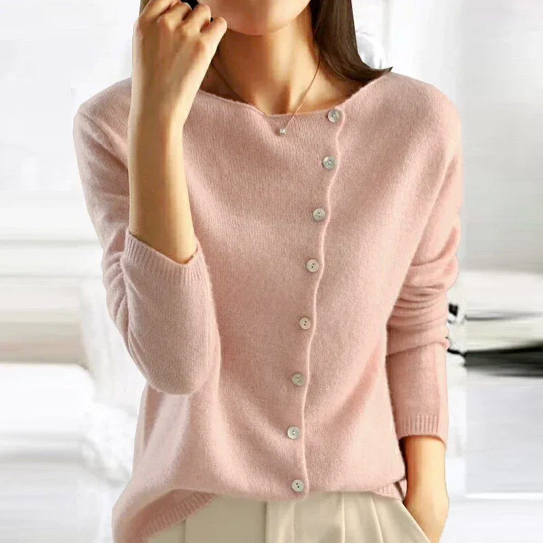 Pull femme avec boutons – Pull élégant en tricot doux, style décontracté et chic