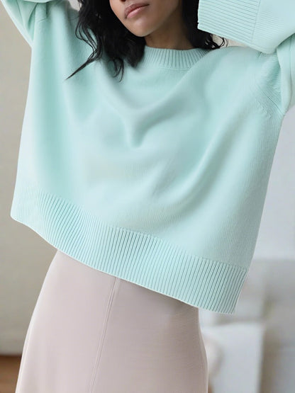 Pull en tricot femme – Pull doux en laine à col rond et coupe décontractée