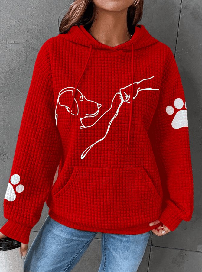 Pull à capuche femme – Sweat tricoté avec motif de chien tendance et confortable