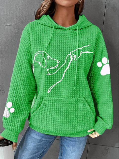 Pull à capuche femme – Sweat tricoté avec motif de chien tendance et confortable