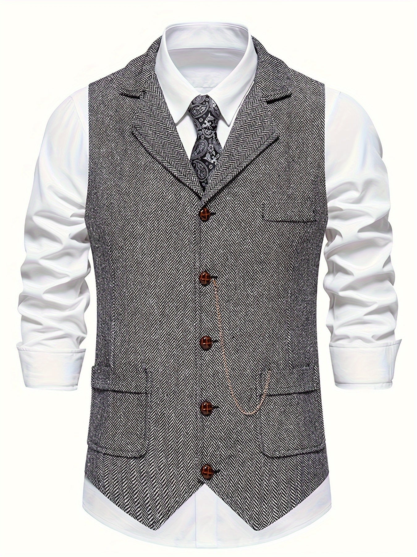 Gilet homme avec revers – Gilet élégant en laine pour occasions formelles