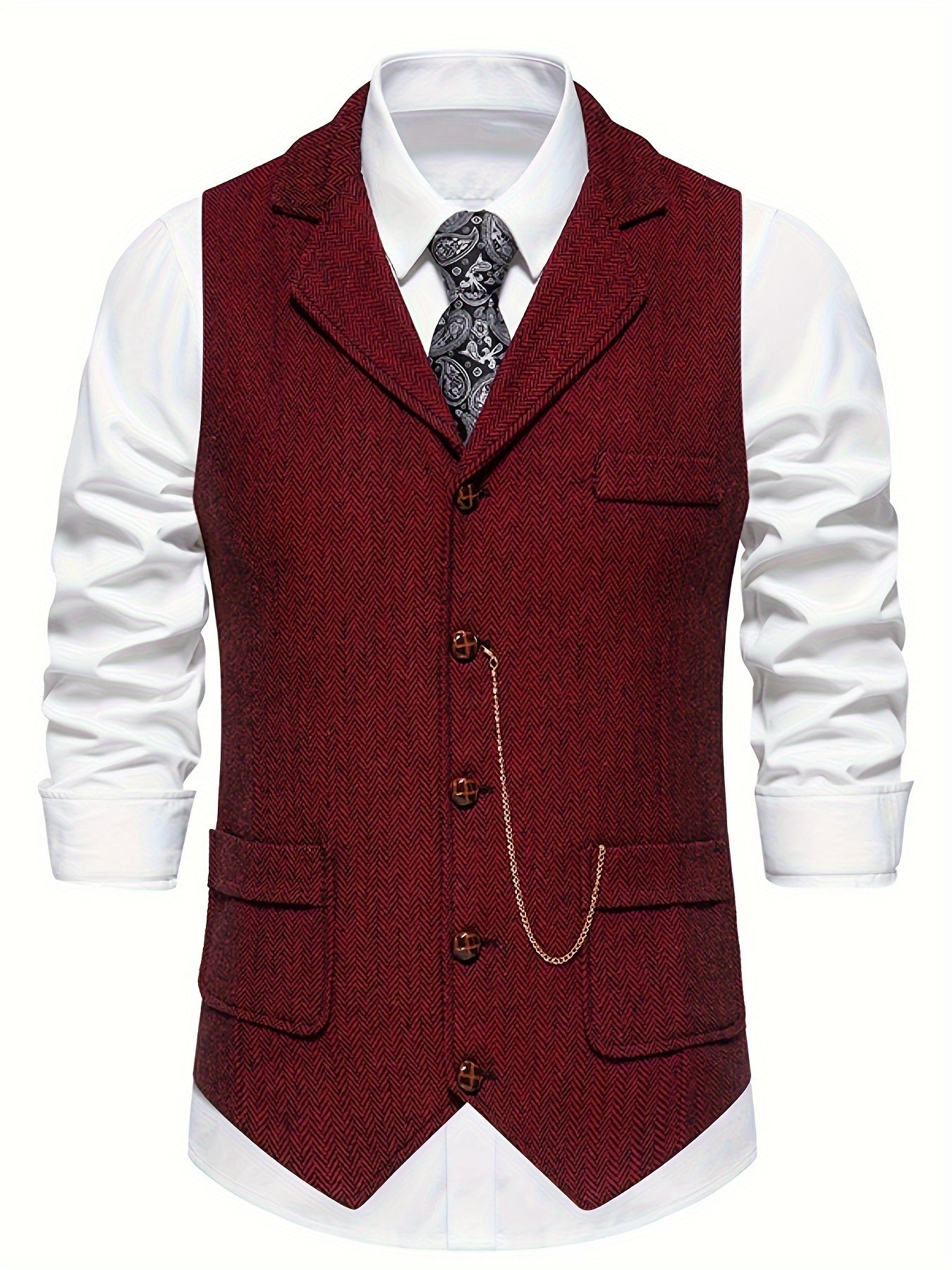 Gilet homme avec revers – Gilet élégant en laine pour occasions formelles