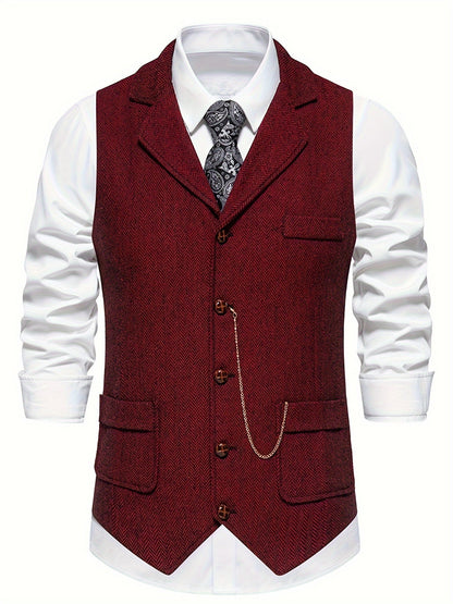 Gilet homme avec revers – Gilet élégant en laine pour occasions formelles