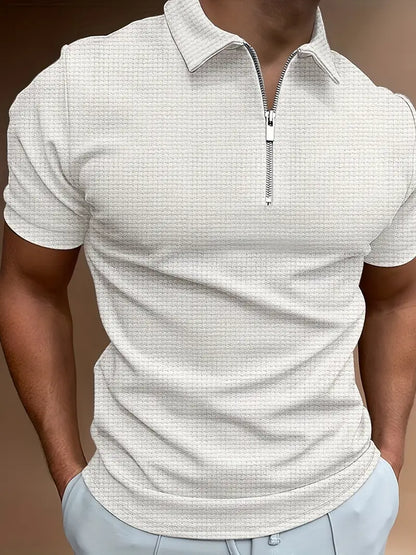 Polo à zip homme – T-shirt élégant en coton pour look décontracté et sportif