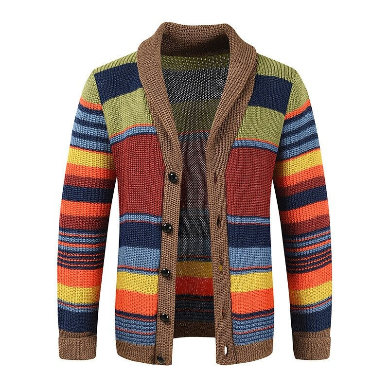 Veste en tricot multicolore homme – Pull chaud et stylé pour hiver