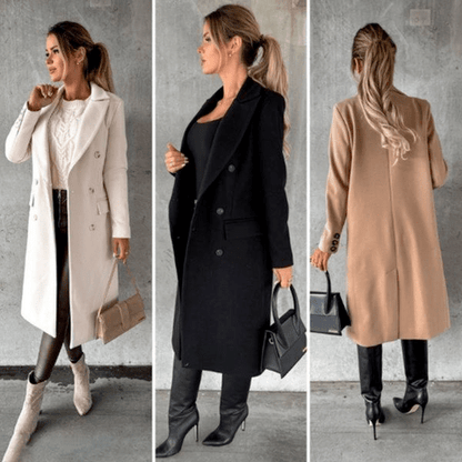 Manteau femme double boutonnage – Manteau élégant en laine pour hiver chic