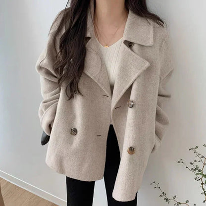 Manteau femme double boutonnage – Veste élégante en laine pour hiver chic