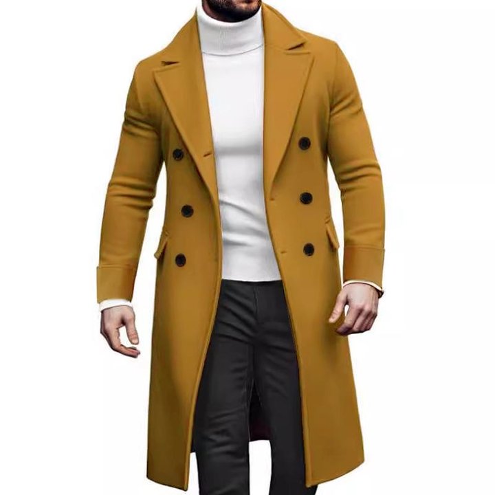 Manteau homme double boutonnage – Veste élégante avec col revers pour hiver