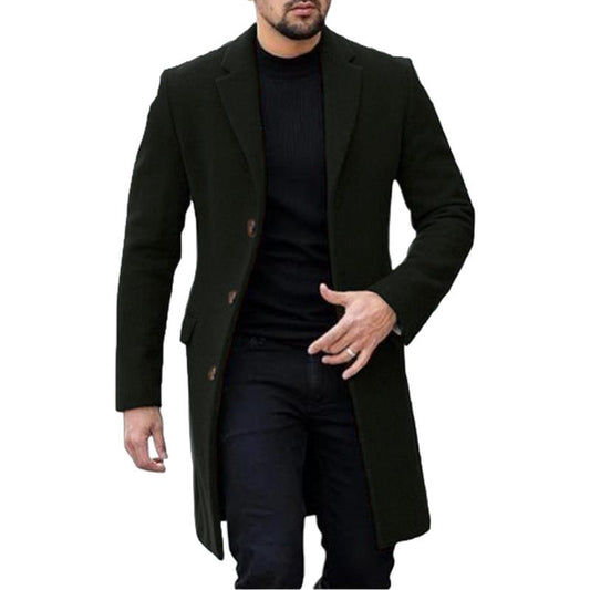 Manteau élégant homme – Manteau à un bouton chic en laine pour occasions spéciales