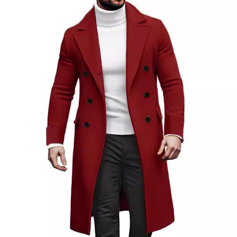 Manteau homme double boutonnage – Veste élégante avec col revers pour hiver