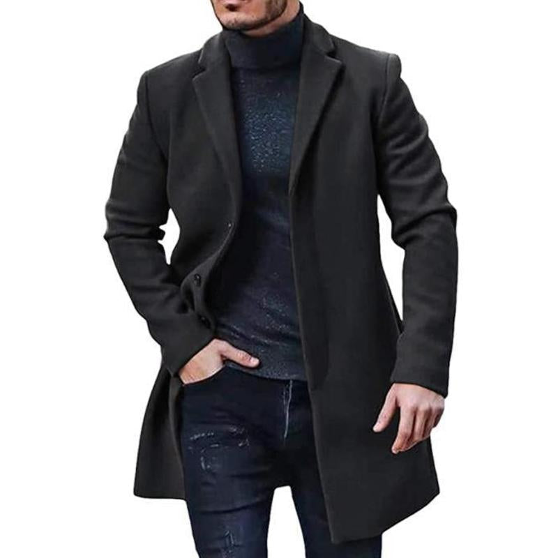 Manteau élégant homme – Manteau avec col chic en laine pour occasions spéciales