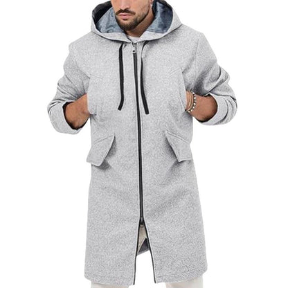 Manteau mi-long homme – Veste avec capuche et dentelle élégante pour hiver