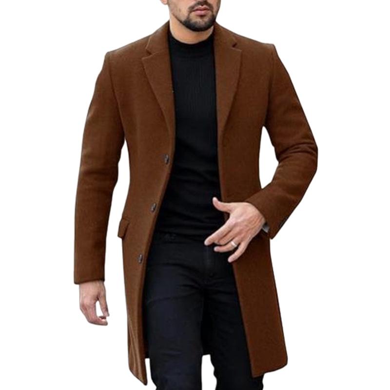 Manteau élégant homme – Manteau à un bouton chic en laine pour occasions spéciales