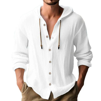 Chemise à boutons homme – Chemise à capuche élégante en coton pour casual chic