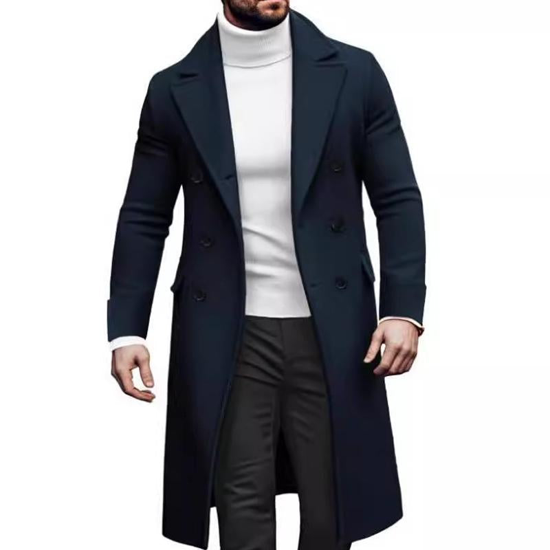 Manteau homme double boutonnage – Veste élégante avec col revers pour hiver